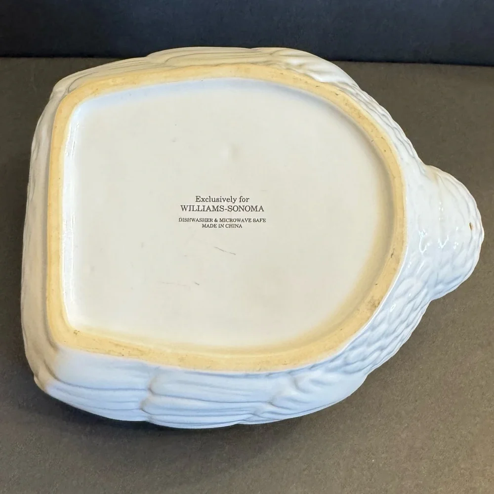 Williams Sonoma White Ceramic Turkey Bowl Dish Boat Thanksgiving Serveware Decor